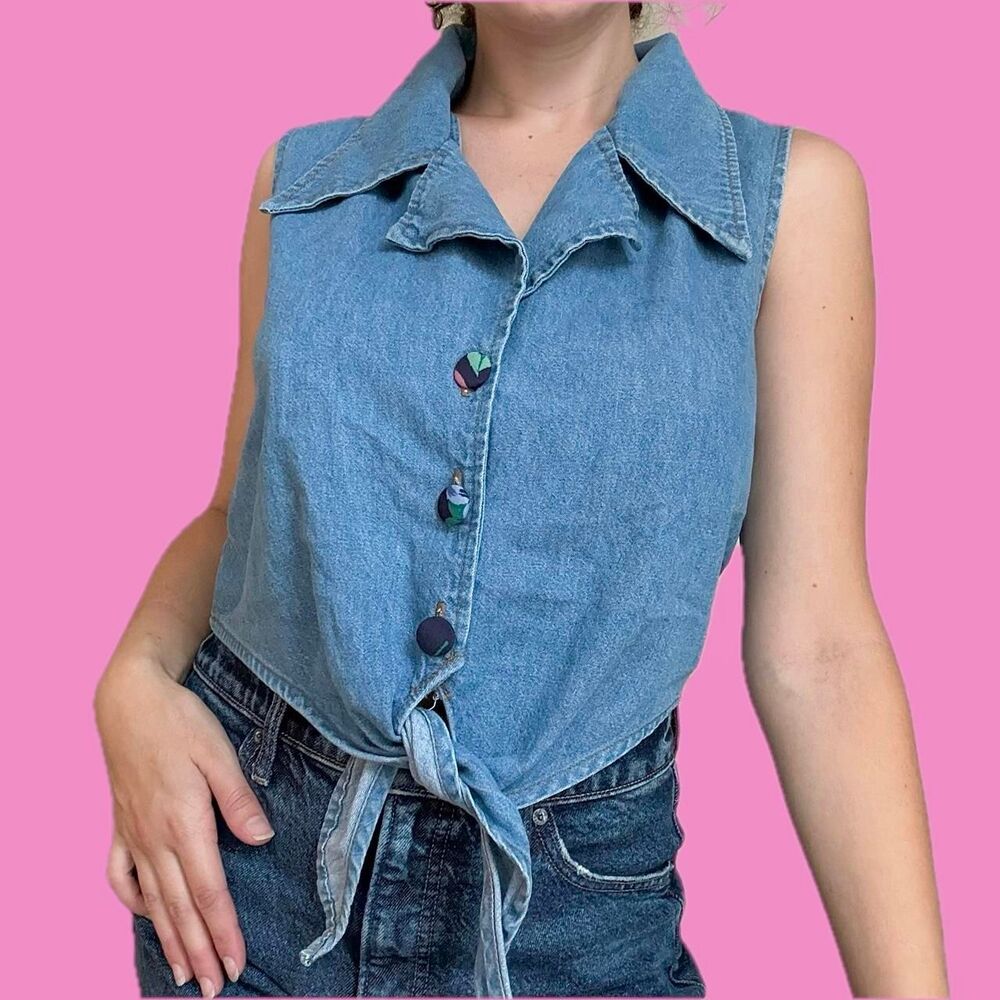 Vintage Gemini USA Denim Tie-Front Vest